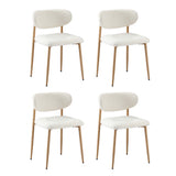 Oikiture 90cm Round Dining Table with 4x Dining Chairs Boucle White&Gold