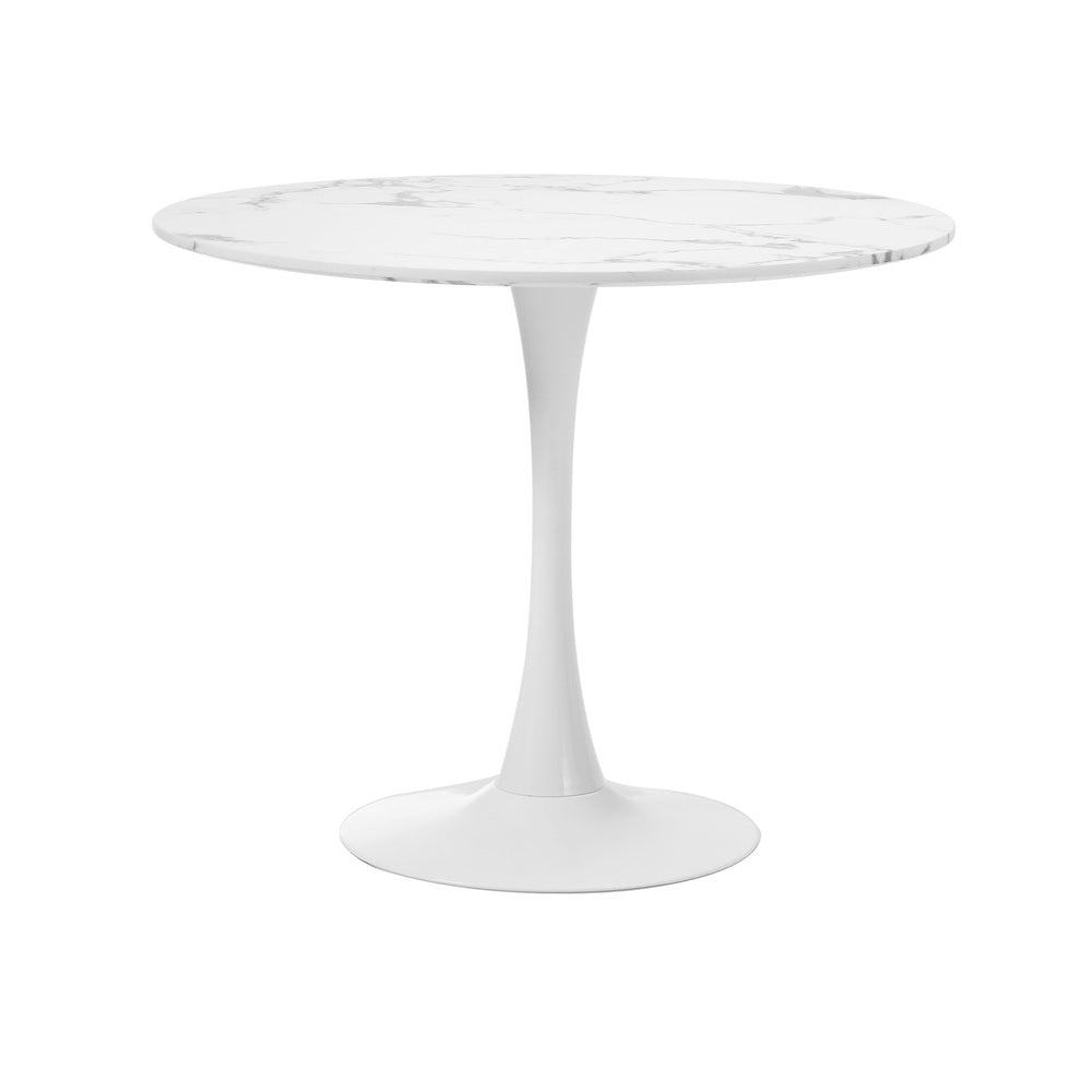Oikiture 90cm Round Dining Table with 4x Dining Chairs Boucle White&Gold