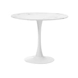 Oikiture 90cm Round Dining Table with 4x Dining Chairs Boucle White&Gold - Front View
