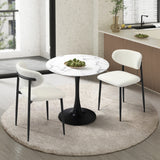 Oikiture 60cm Round Dining Table with 2x Dining Chairs Boucle White&Black - Front View
