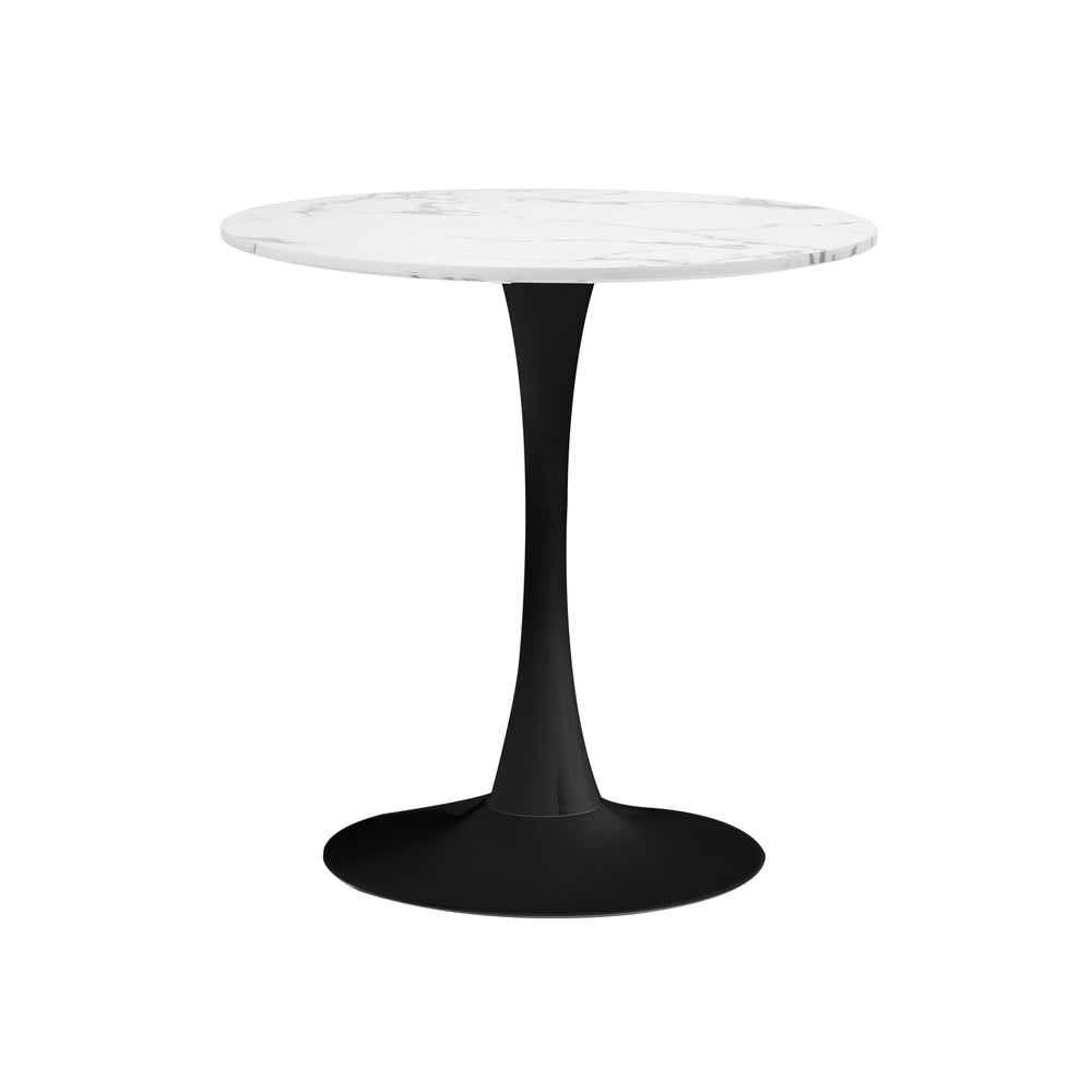 Oikiture 60cm Round Dining Table with 2x Dining Chairs Boucle White&Black