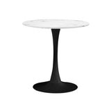 Oikiture 60cm Round Dining Table with 2x Dining Chairs Boucle White&Black - Top-Down View
