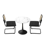 Oikiture 60cm Round Dining Table with 2PCS Dining Chairs PU Leather Black - Top-Down View