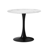 Oikiture 60cm Round Dining Table with 2PCS Dining Chairs PU Leather Black - Extra Image