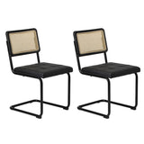 Oikiture 60cm Round Dining Table with 2PCS Dining Chairs PU Leather Black - Side View