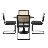 Oikiture 90cm Round Dining Table with 4PCS Dining Chairs PU Leather Black - Top-Down View