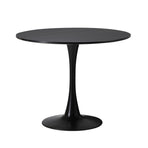 Oikiture 90cm Round Dining Table with 4PCS Dining Chairs PU Leather Black, image 5