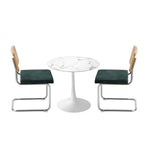 Oikiture 60cm Round Dining Table with 2PCS Dining Chairs Velvet Green, image 2