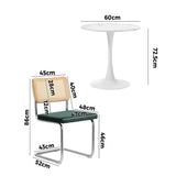 Oikiture 60cm Round Dining Table with 2PCS Dining Chairs Velvet Green