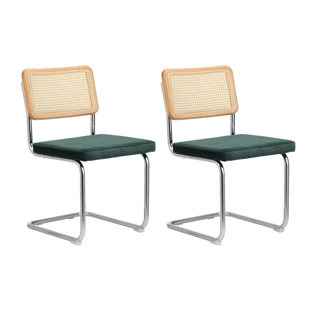 Oikiture 60cm Round Dining Table with 2PCS Dining Chairs Velvet Green
