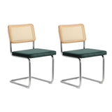 Oikiture 60cm Round Dining Table with 2PCS Dining Chairs Velvet Green - Side View