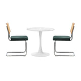 Oikiture 60cm Round Dining Table with 2PCS Dining Chairs Velvet Green