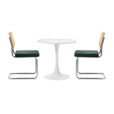 Oikiture 60cm Round Dining Table with 2PCS Dining Chairs Velvet Green - Extra Image
