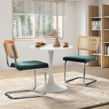 Oikiture 60cm Round Dining Table with 2PCS Dining Chairs Velvet Green - 45-Degree Angle