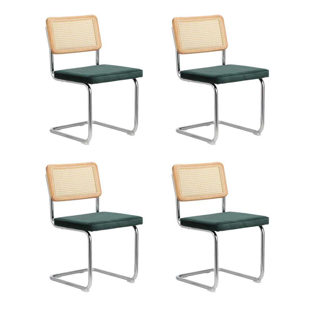 Oikiture 90cm Round Dining Table with 4PCS Dining Chairs Velvet White&Green
