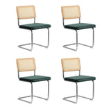 Oikiture 90cm Round Dining Table with 4PCS Dining Chairs Velvet White&Green