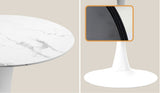 Oikiture 90cm Round Dining Table with 4PCS Dining Chairs Velvet White&Green