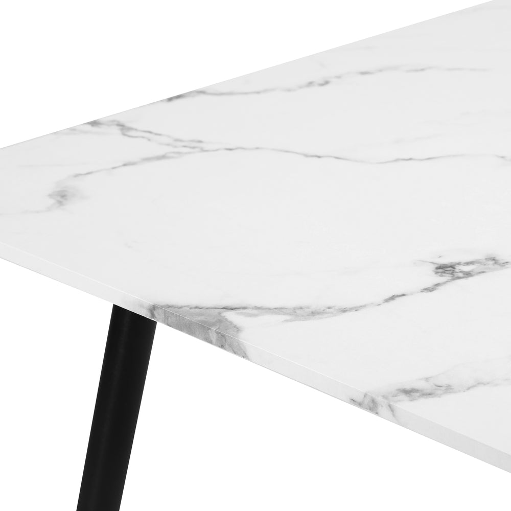 Oikiture 120cm Rectangle Dining Table with 4 Chairs Sherpa White