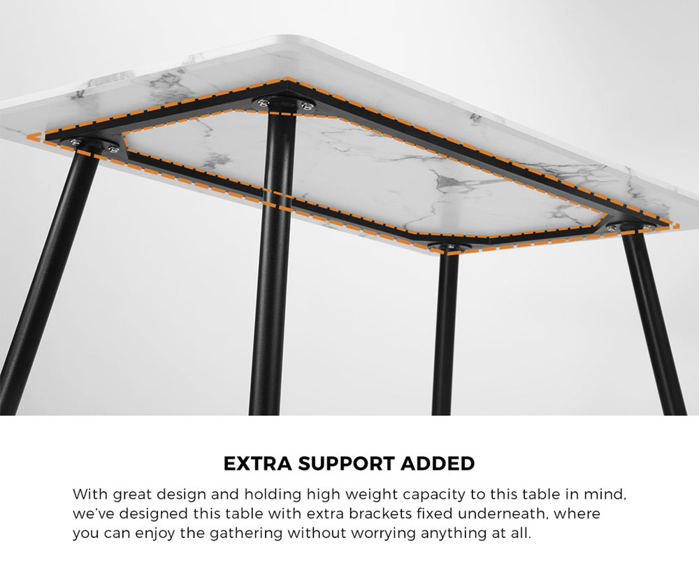 Oikiture 120cm Rectangle Dining Table with 4 Chairs Sherpa White
