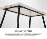 Oikiture 120cm Rectangle Dining Table with 4 Chairs Sherpa White - Close-Up Angle