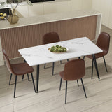 Oikiture 120cm Rectangle Dining Table with 4PCS Chairs PU Brown