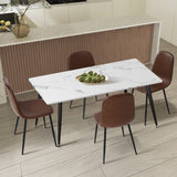 Oikiture 120cm Rectangle Dining Table with 4PCS Chairs PU Brown - 45-Degree Angle