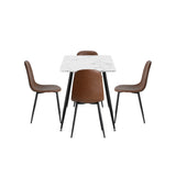 Oikiture 120cm Rectangle Dining Table with 4PCS Chairs PU Brown