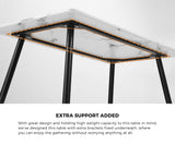 Oikiture 120cm Rectangle Dining Table with 6PCS Chairs PU Brown - 45-Degree Angle
