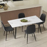 Oikiture 120cm Rectangle Dining Table with 4PCS Chairs PU Grey - 45-Degree Angle