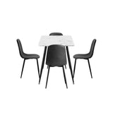 Oikiture 120cm Rectangle Dining Table with 4PCS Chairs PU Grey