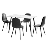 Oikiture 120cm Rectangle Dining Table with 4PCS Chairs PU Grey - Extra Image