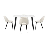 Oikiture 120cm Rectangle Dining Table with 4PCS Chairs Sherpa White