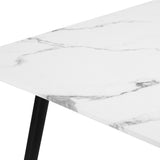 Oikiture 120cm Rectangle Dining Table with 6PCS Chairs Sherpa White - Side View