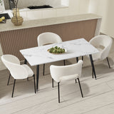 Oikiture Rectangle Dining Table with 4PCS Chairs Sherpa White - Top-Down View