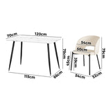 Oikiture Rectangle Dining Table with 6PCS Chairs Sherpa White - Close-Up Angle