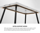 Oikiture 120cm Rectangle Dining Table with 6PCS Chairs Gold&White - Top-Down View