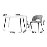 Oikiture 120cm Rectangle Dining Table with 4PCS Chairs Grey Fabric