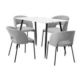 Oikiture 120cm Rectangle Dining Table with 4PCS Chairs Grey Fabric - Low Angle