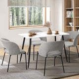 Oikiture 120cm Rectangle Dining Table with 4PCS Chairs Grey Fabric