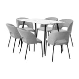 Oikiture 120cm Rectangle Dining Table with 6PCS Chairs Grey Fabric - Extra Image