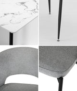 Oikiture 120cm Rectangle Dining Table with 6PCS Chairs Grey Fabric