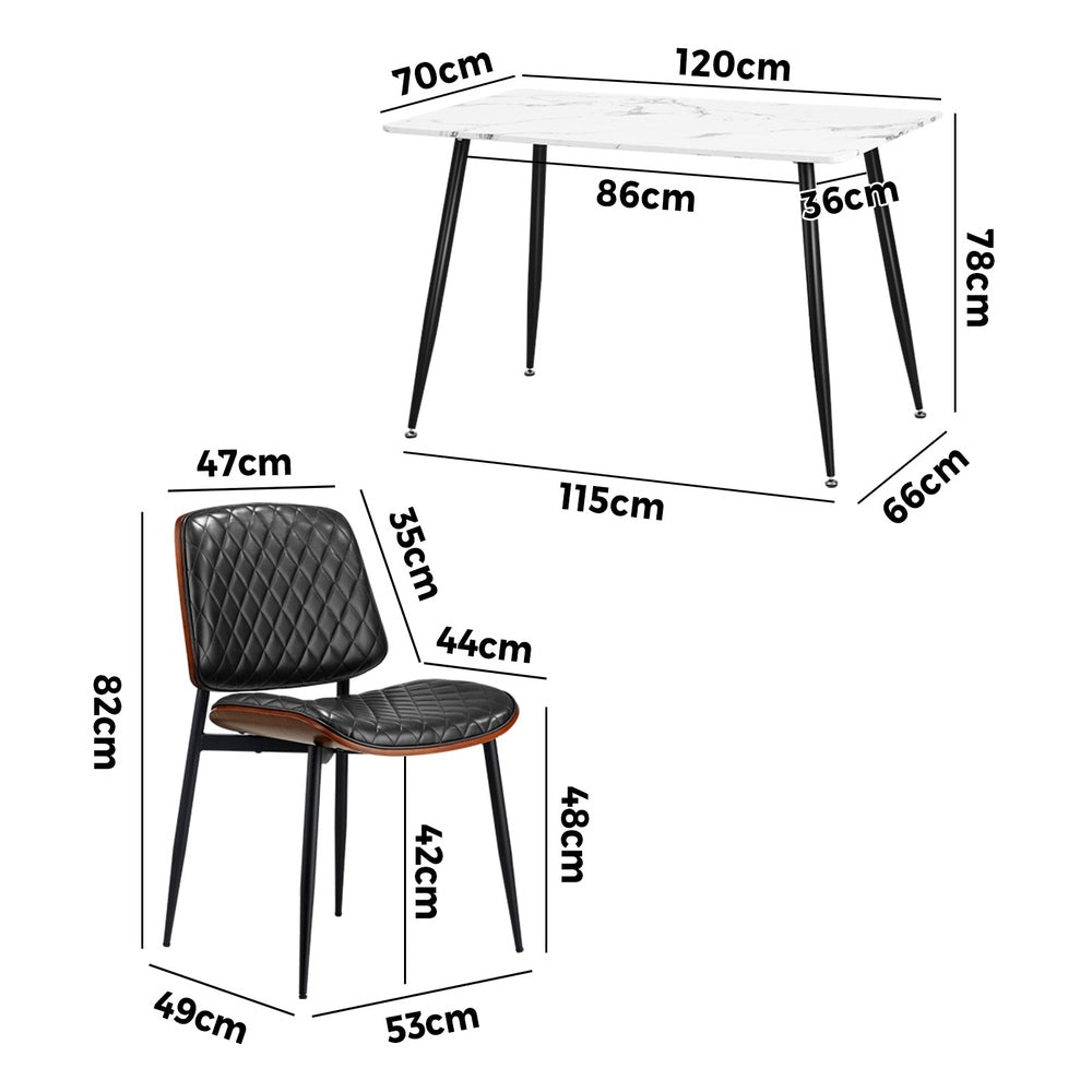Oikiture 120cm Rectangle Dining Table with 4PCS Chairs PU Black