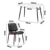Oikiture 120cm Rectangle Dining Table with 4PCS Chairs PU Black
