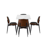 Oikiture 120cm Rectangle Dining Table with 4PCS Chairs PU Black - Top-Down View