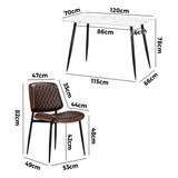 Oikiture 120cm Rectangle Dining Table with 4PCS Chairs PU Walnut - Front View