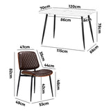 Oikiture 120cm Rectangle Dining Table with 6PCS Chairs PU Walnut - Side View