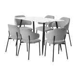 Oikiture 120cm Rectangle Dining Table with 6PCS Chairs Fabric Grey - Top-Down View