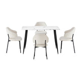 Oikiture 120cm Rectangle Dining Table with 4PCS Chairs Sherpa White