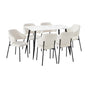 Oikiture 120cm Rectangle Dining Table with 6PCS Chairs Sherpa White