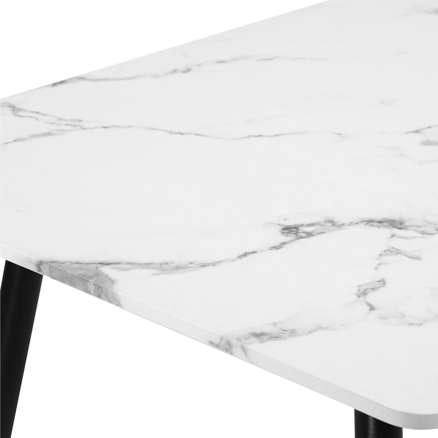 Oikiture 120cm Rectangle Dining Table with 6PCS Chairs Sherpa White